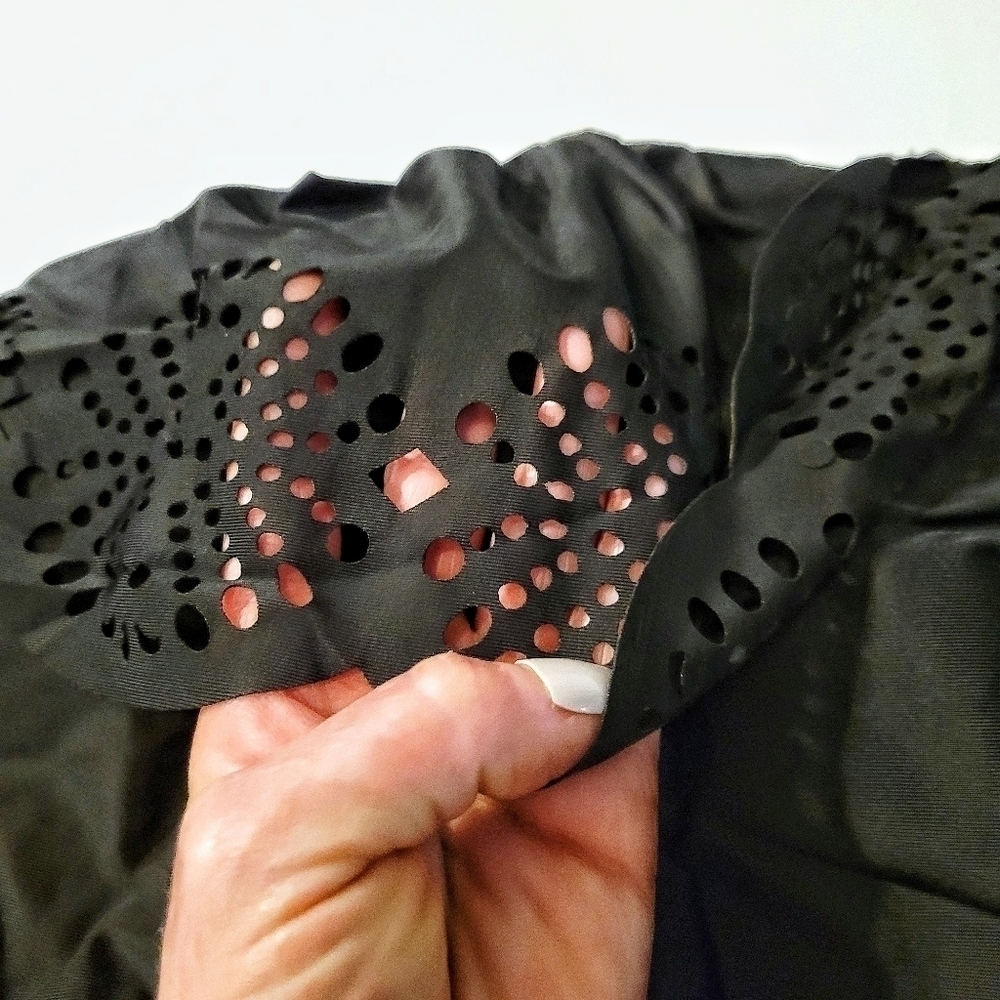 Black Ruffled Off the Shoulder 1 Piece Swimsuit - Picture 8 of 12